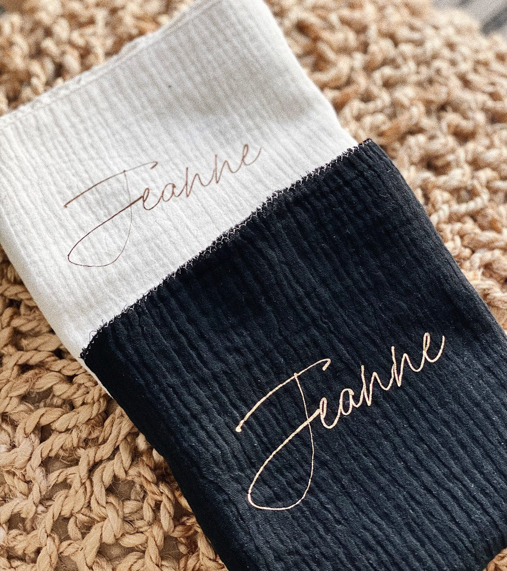 Duo langes personnalisés noir et écru