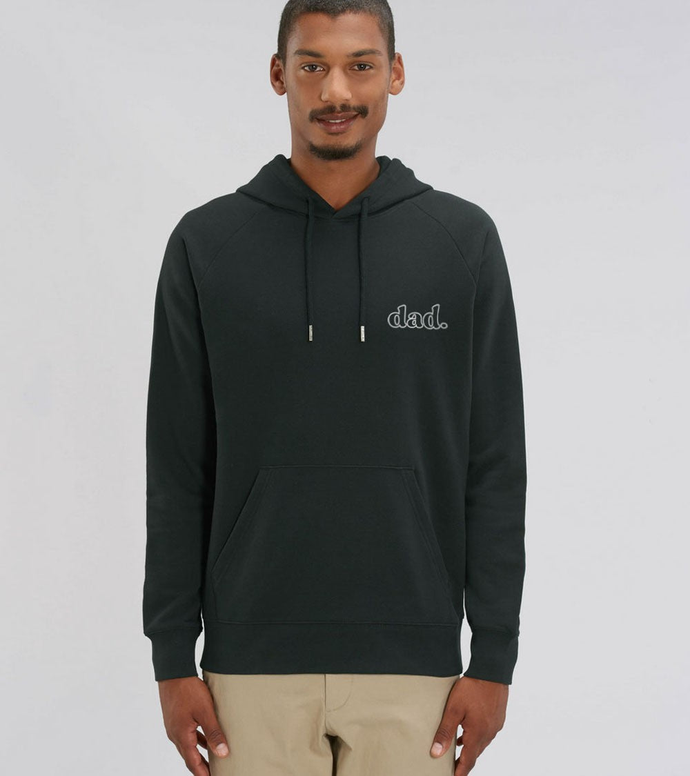 Sweat a capuche noir en coton biologique pour homme dad.