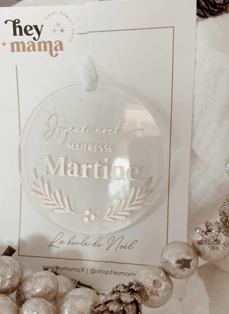 Boule de Noel personnalisée maitresse/maitre