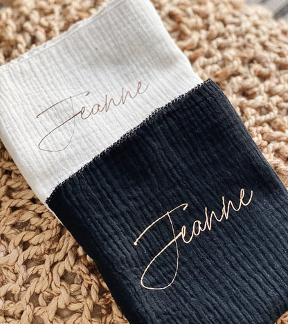 Lange noir personnalisé doré pour bébé