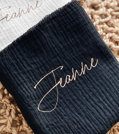 Lange noir personnalisé doré pour bébé