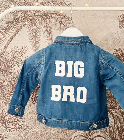 Veste en jean personnalisée grand frere, grande soeur annonce grossesse