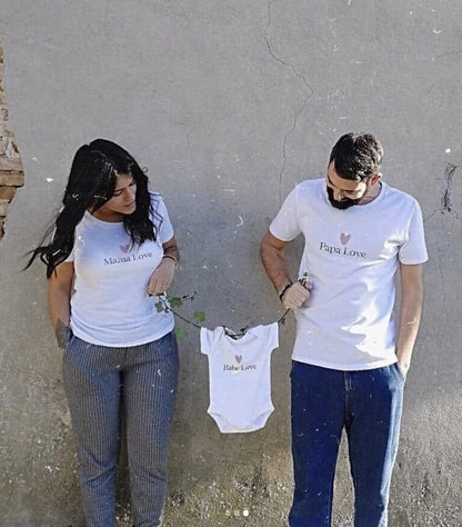 Pack Family papa Love, mama Love et bebe assortis - Coton biologique