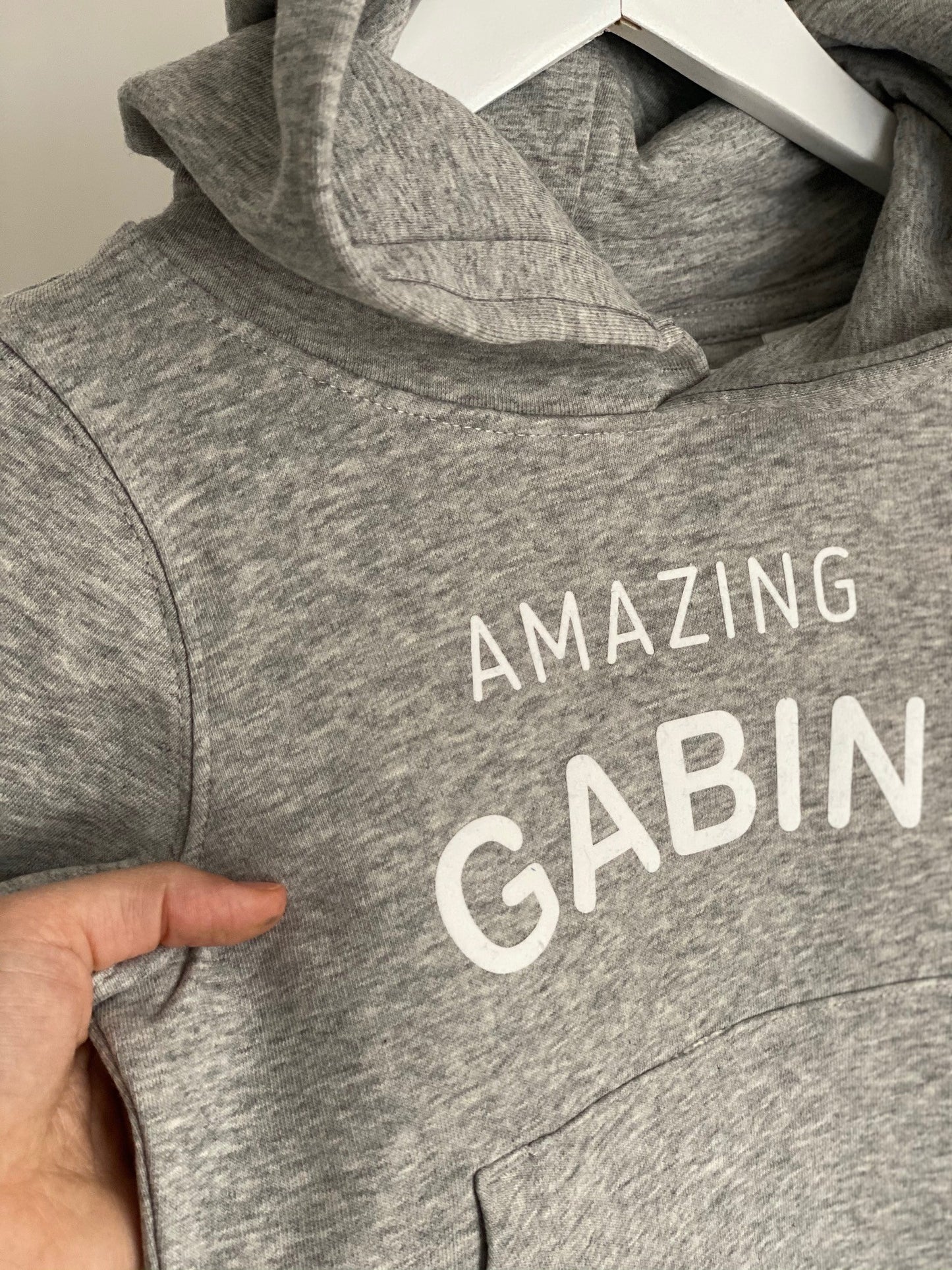 Sweat à capuche personnalisé gris chiné