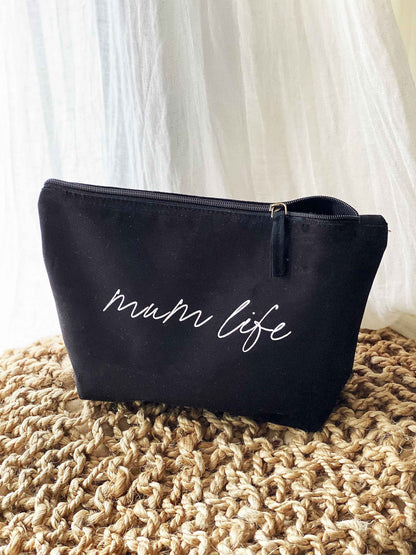 Duo pochette zipee et shopping bag noir mum life