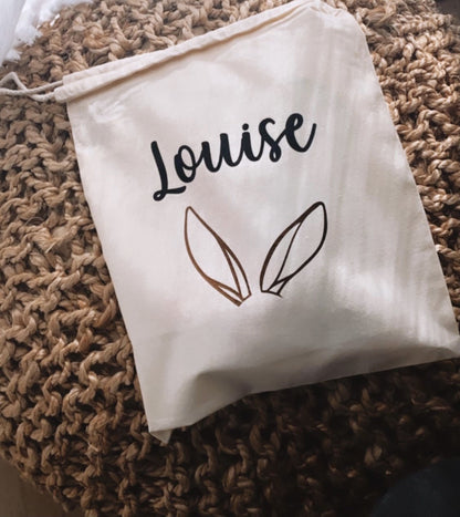 Pochon de Pâques Personnalisé en Coton – Idéal pour la Chasse aux Œufs