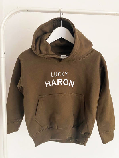 Sweat à capuche enfant personnalisé kaki