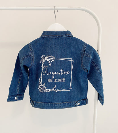 Veste en Jean Bébé des Mariés Personnalisée – Coton Bio, Élégance et Douceur