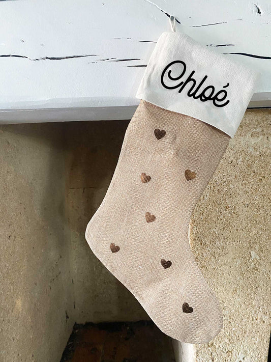 Chaussette de Noël personnalisable beige