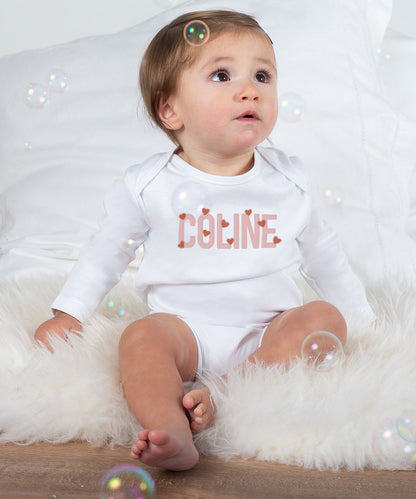 Body Bébé Personnalisé Rose avec Cœurs – Douceur et Tendresse pour Bébé