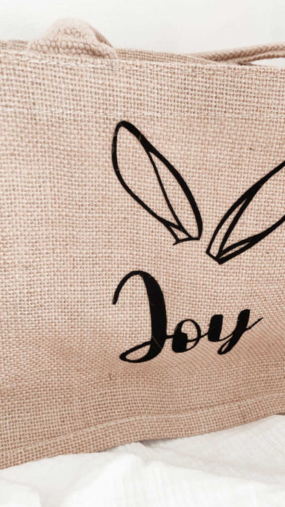 Sac de Pâques en Jute Personnalisé avec Prénom – Idéal pour la Chasse aux Œufs