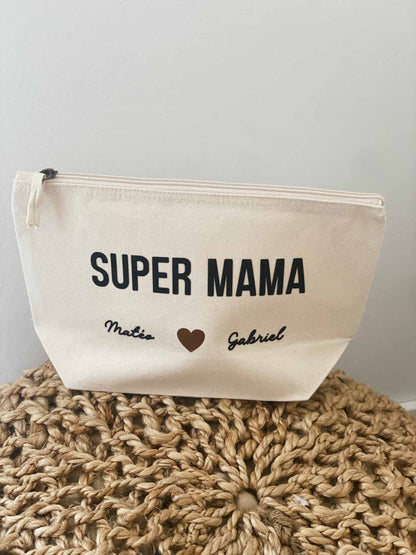 Pochette SUPER MAMA Personnalisée – Un Cadeau Pratique et Stylé pour Maman