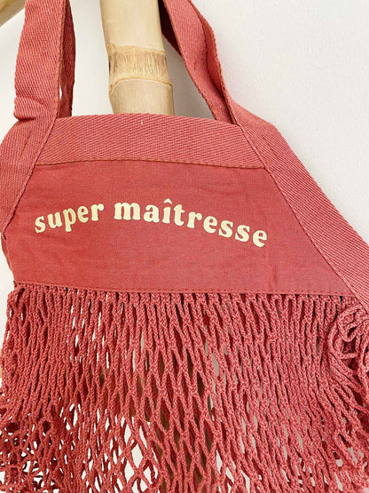 Sac filet marché terraccotta personnalisé pour maitresse et maitre