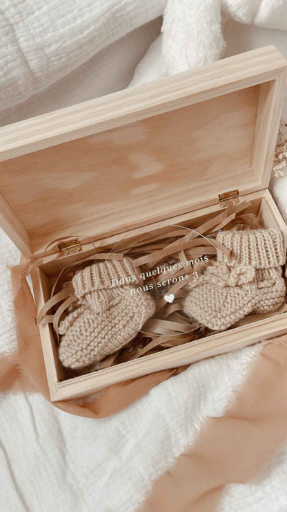 Coffret Annonce Grossesse ou Naissance Personnalisé – Cadeau Émotion en Bois