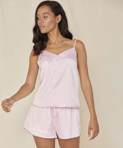 Pyjama caraco en satin personnalisé pour maman