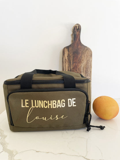 Lunchbag Personnalisé Isotherme Kaki pour Enfant - Pratique et Stylé