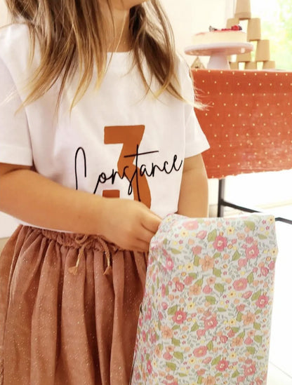 T-shirt Anniversaire personnalisé Enfant avec Prénom et Âge - Cadeau Unique