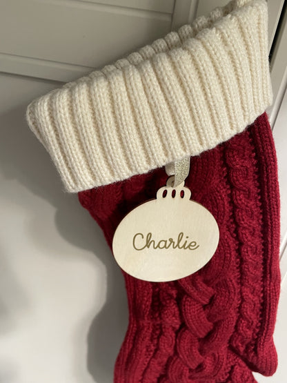 Chaussette de Noël personnalisée - Rouge en tricot avec prénom | Hey Mama
