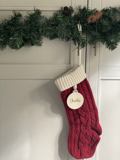 Chaussette de Noël personnalisée - Rouge en tricot avec prénom | Hey Mama