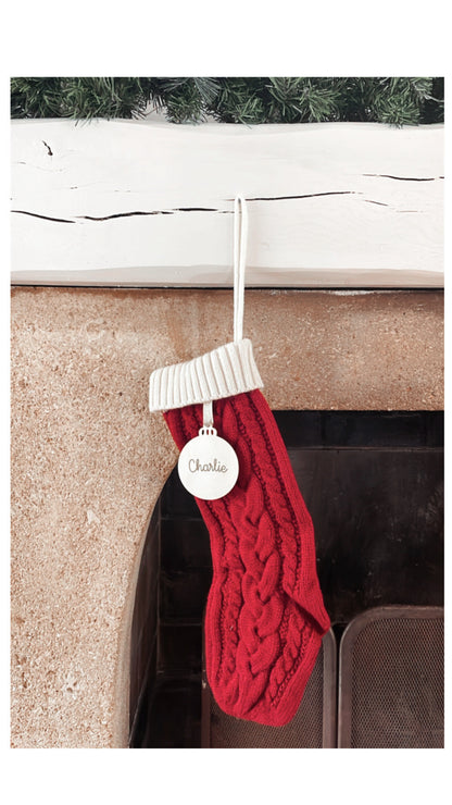 Chaussette de Noël personnalisée - Rouge en tricot avec prénom | Hey Mama