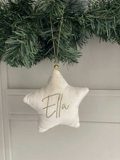 Étoile de Noël en velours personnalisée - Décoration avec prénom