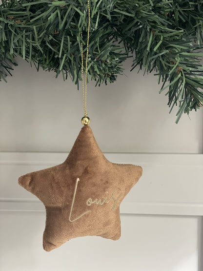 Étoile de Noël en velours personnalisée - Décoration avec prénom