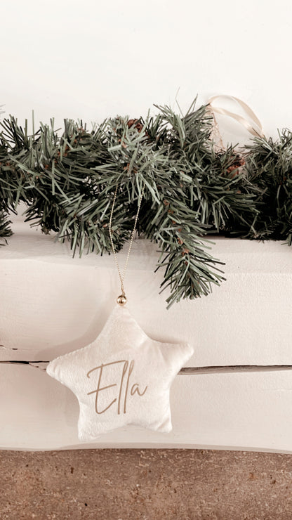 Étoile de Noël en velours personnalisée - Décoration avec prénom