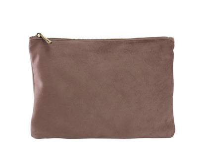 Pochette Personnalisée en Velours  – Gris Argenté et Rose Bois de Rose, Disponible en 2 Formats