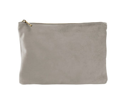 Pochette Personnalisée en Velours  – Gris Argenté et Rose Bois de Rose, Disponible en 2 Formats