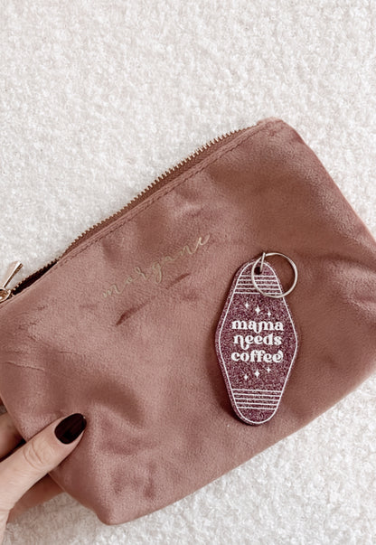 Pochette Personnalisée en Velours  – Gris Argenté et Rose Bois de Rose, Disponible en 2 Formats