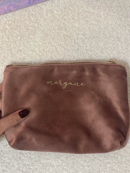 Pochette Personnalisée en Velours  – Gris Argenté et Rose Bois de Rose, Disponible en 2 Formats