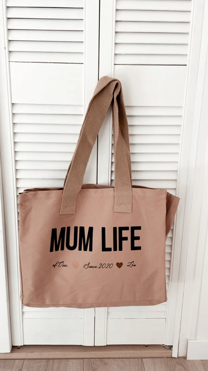 Cabas personnalisé "MUM LIFE" – Le sac idéal pour les mamans stylées et organisées