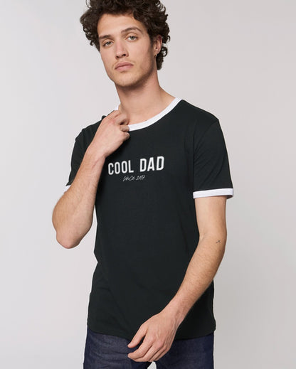 T-shirt manches contrastées blanches pour Papa – Cool Dad Since, en coton biologique