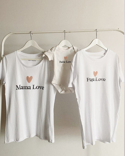 Pack Family papa Love, mama Love et bebe assortis - Coton biologique