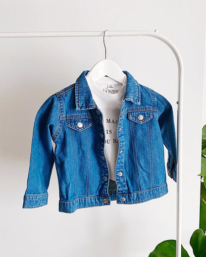 Veste en jean bebe et enfant personnalisable - coton biologique