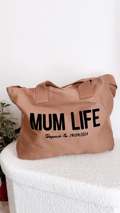 Cabas personnalisé "MUM LIFE" – Le sac idéal pour les mamans stylées et organisées