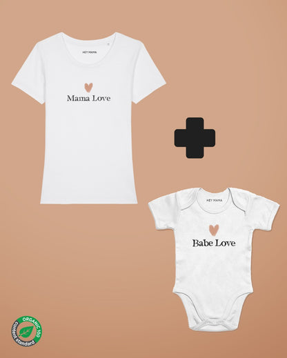 Pack Tee-shirt Mama Love + Body Babe Love assorti