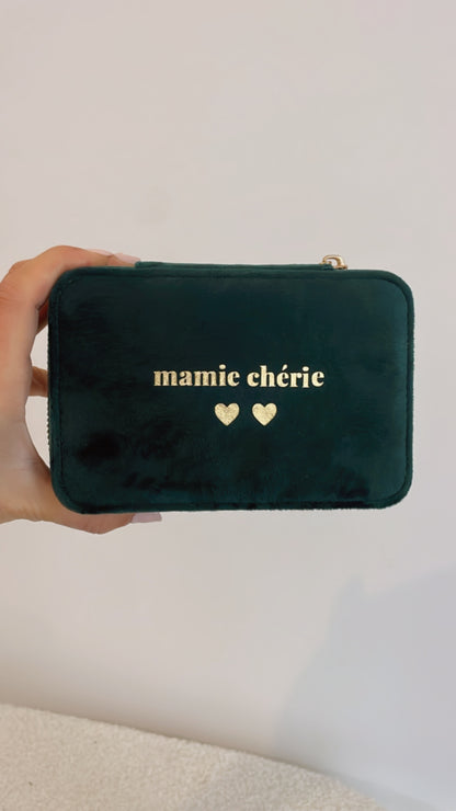 Boîte à Bijoux Personnalisée en Velours – Mamie Chérie 💛