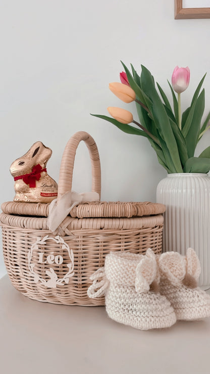 Chaussons Lapins Tricotés à la Main – Édition Limitée Pâques