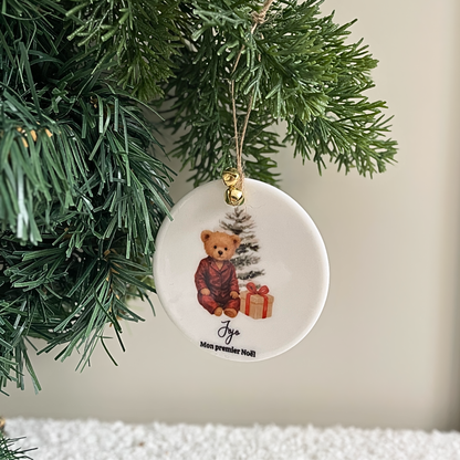 Boule de Noël personnalisée en céramique – Cadeau enfant et famille
