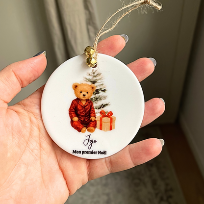 Boule de Noël personnalisée en céramique – Cadeau enfant et famille