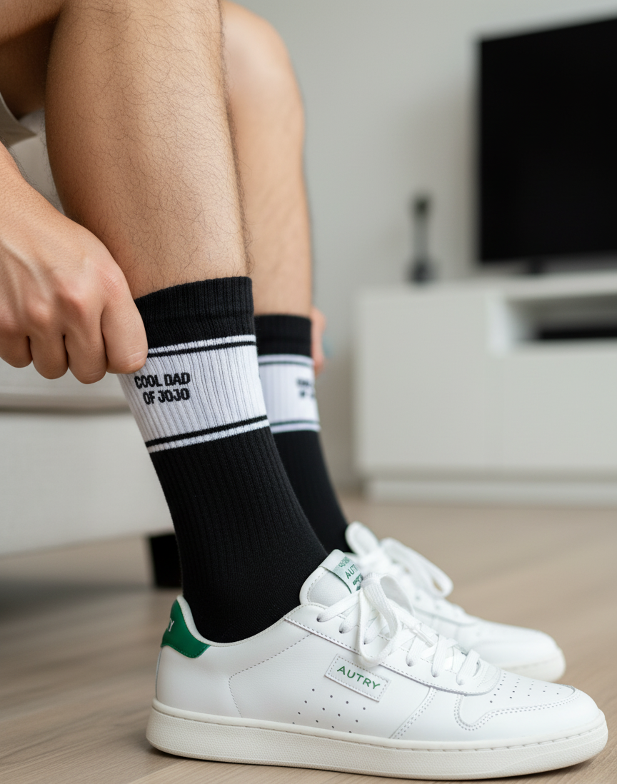 Chaussettes personnalisées style sport – Cadeau original pour papa, maman, papy, mamy…